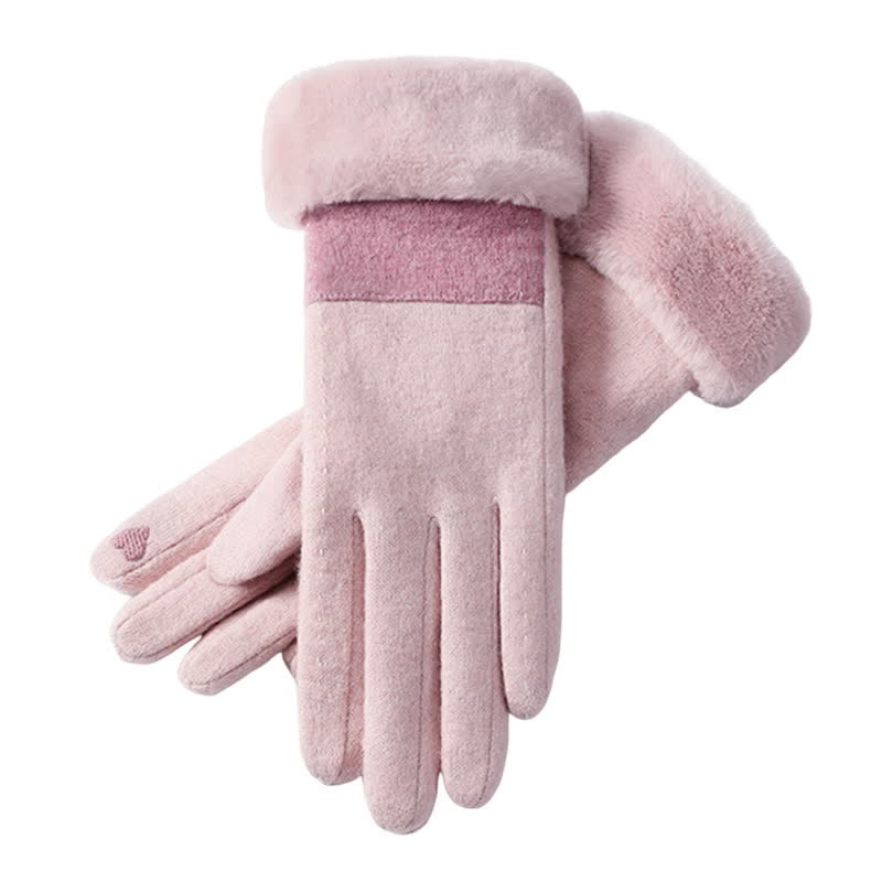 Gants en peluche doux et confortables pour écran tactile en forme de cœur pour femmes