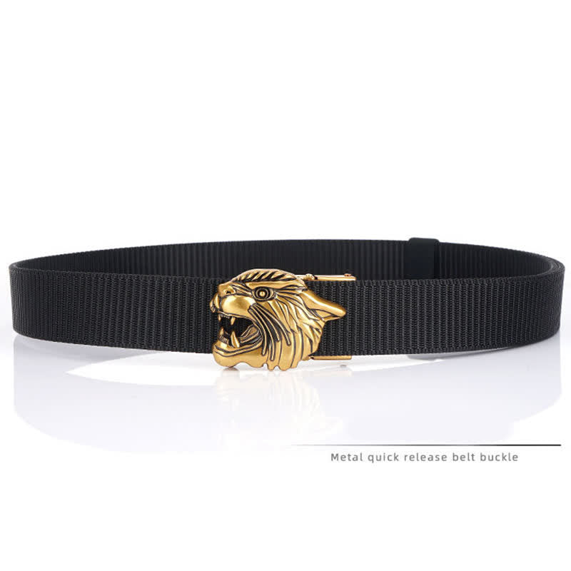 Ceinture en nylon à tête de tigre rugissante pour homme