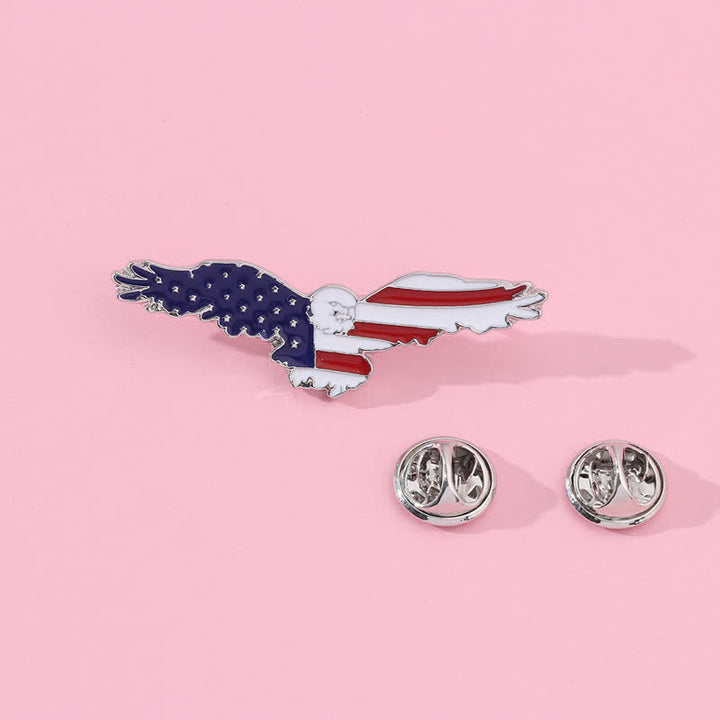 Broche en émail pour homme représentant un vautour avec le drapeau américain