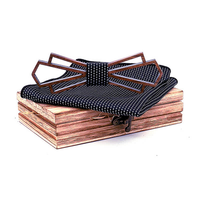 Lot de 2 noeuds papillon fantaisie creux en bois pour homme