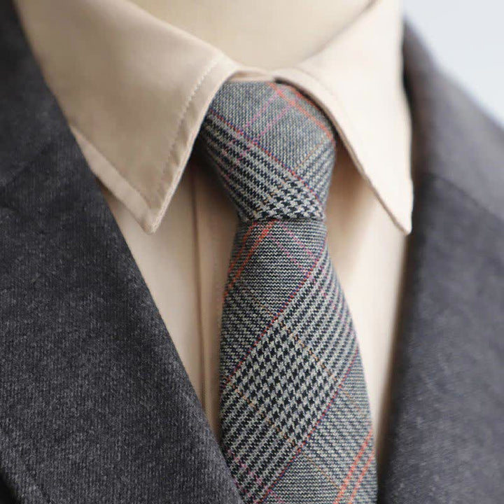 Cravate à carreaux rétro zippée pour homme - Gris - image 2