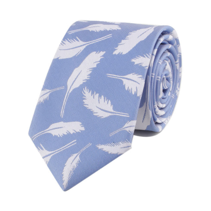 Cravate Jacquard à imprimé plumes pour homme - Bleu ciel - image 5