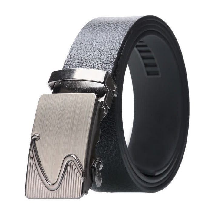 Ceinture en cuir noir à boucle automatique pour homme - Style #11 - Argent - 42 - image 21