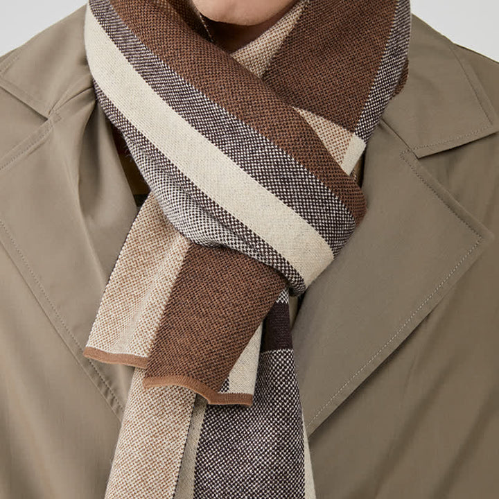 Écharpe d'hiver classique à rayures et carreaux pour homme