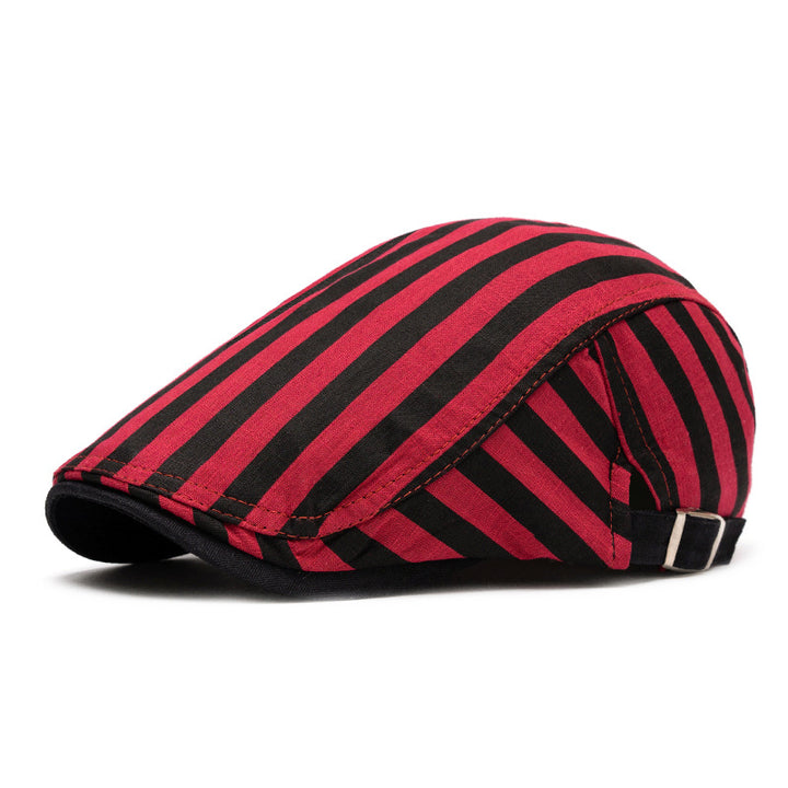 Béret en pur coton à rayures et à carreaux, tendance printemps-été - Bande rouge - Réglable (22"-24") - image 14
