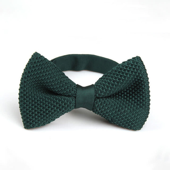 Nœud papillon tricoté double épaisseur de couleur unie pour homme