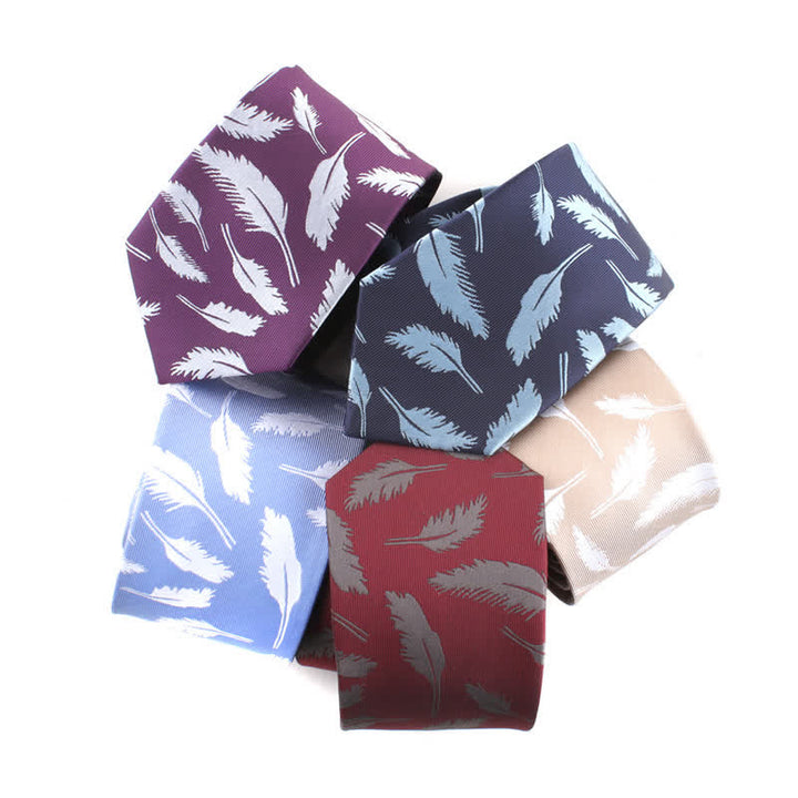 Cravate Jacquard à imprimé plumes pour homme - image 0