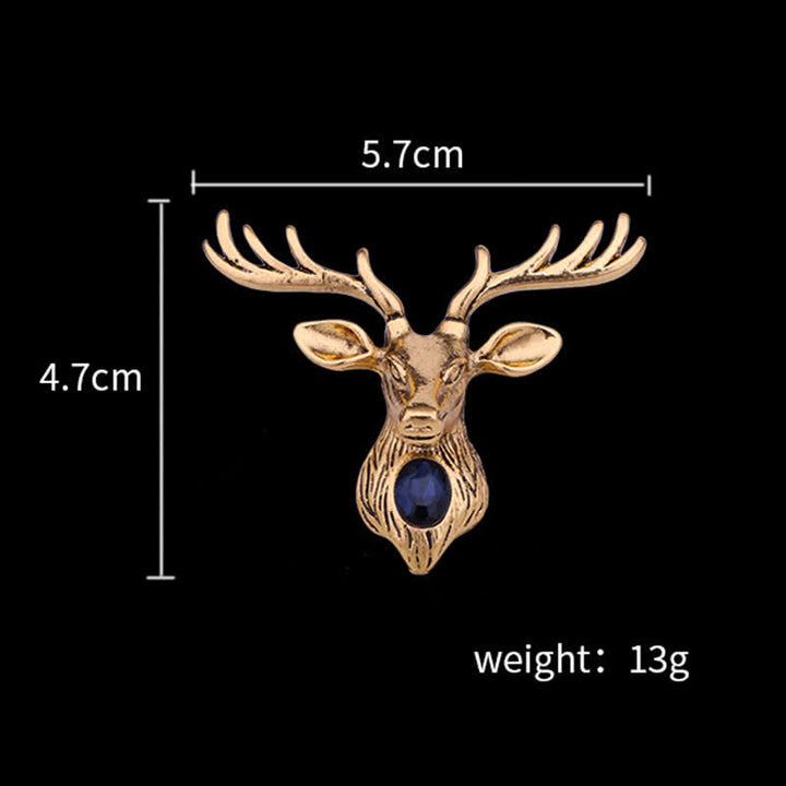 Broche majestueuse en forme de cerf bleu pour homme
