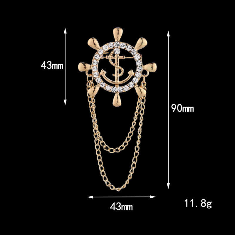 Broche pour homme représentant une chaîne d'ancre de roue de navire de la marine
