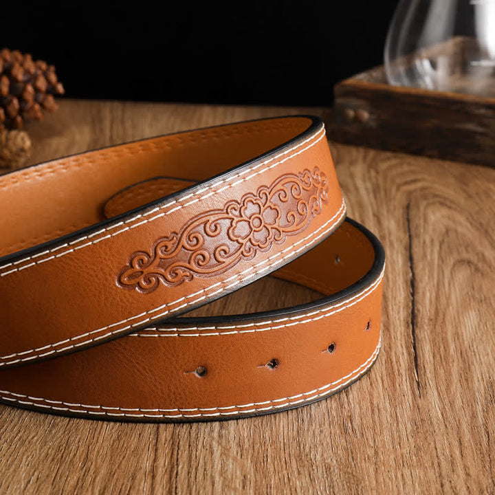 Ceinture en cuir pour homme avec motif d'aigle en or antique et faucon planant