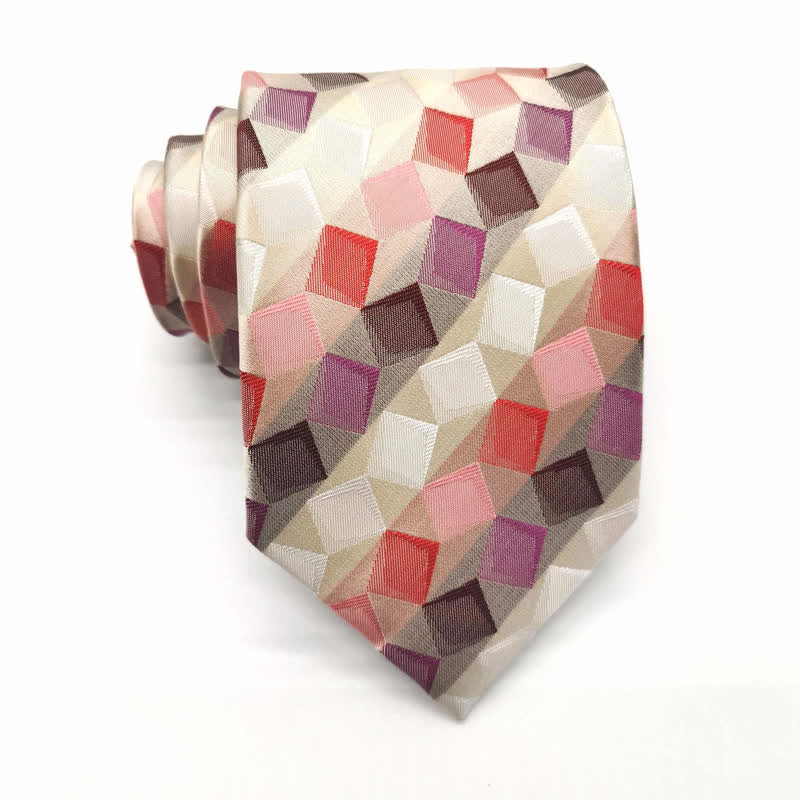 Cravate carrée en pure soie à motif géométrique coloré pour homme