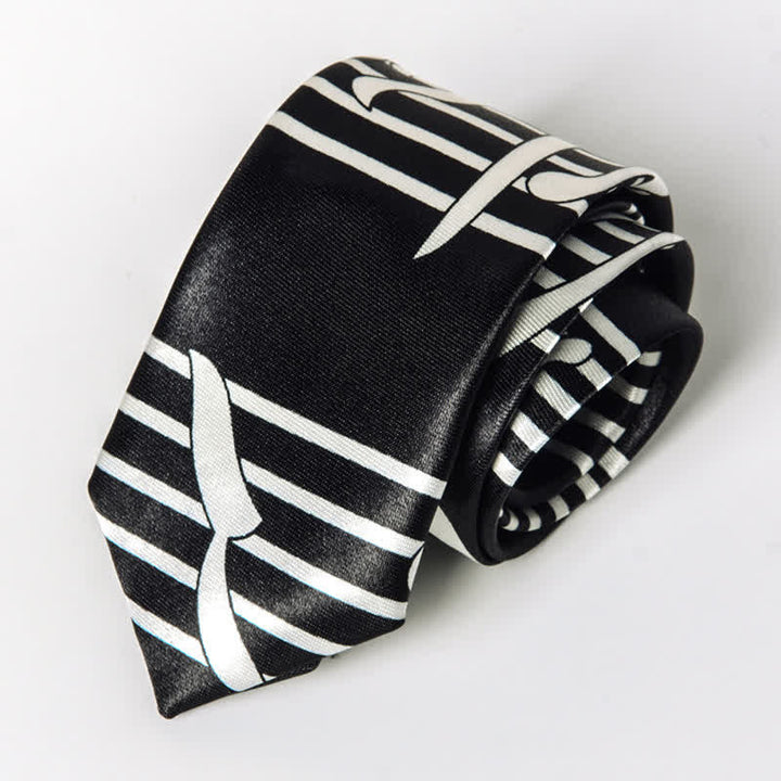 Cravate pour homme avec notes de musique de piano - Musique noire - image 10