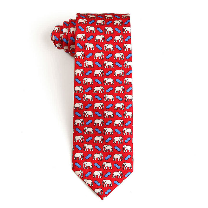 Cravate en soie pure pour homme avec motifs d'animaux dansants