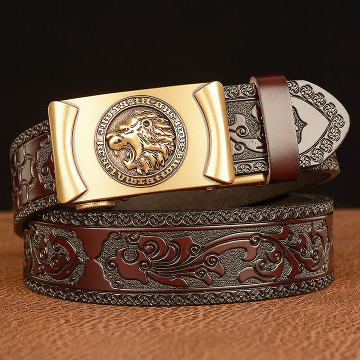 Ceinture en cuir tête de lion punk pour homme