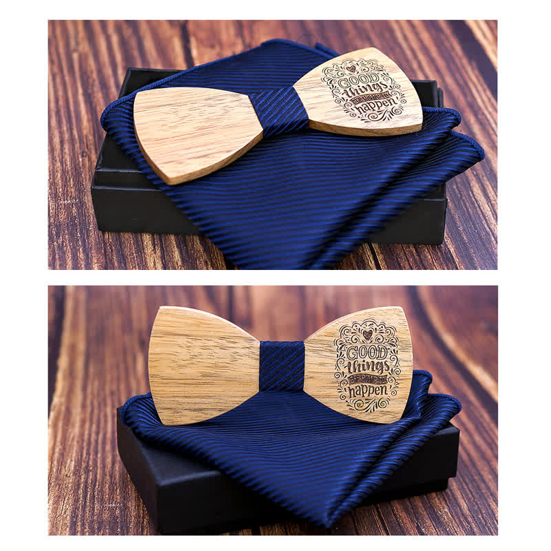 Lot de 2 noeuds papillon en bois pour homme avec proverbes