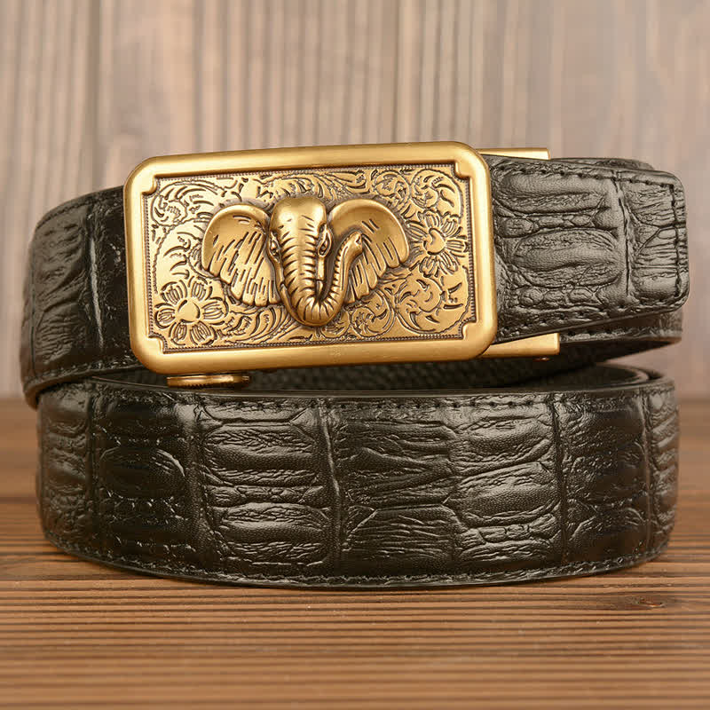 Ceinture en cuir à motif alligator éléphant punk pour homme