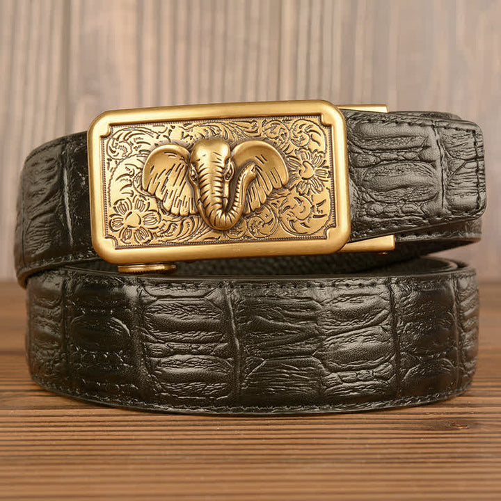 Ceinture en cuir à motif alligator éléphant punk pour homme