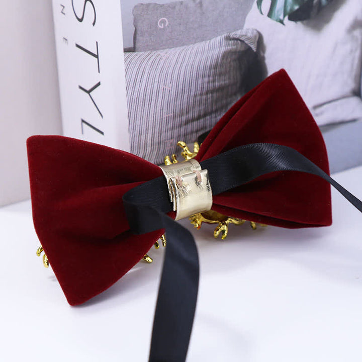 Nœud papillon à fleurs pour homme, bordeaux, motif grenade