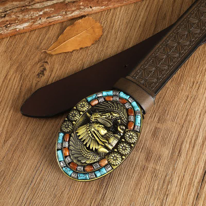 Ceinture en cuir turquoise style bohème indien pour homme