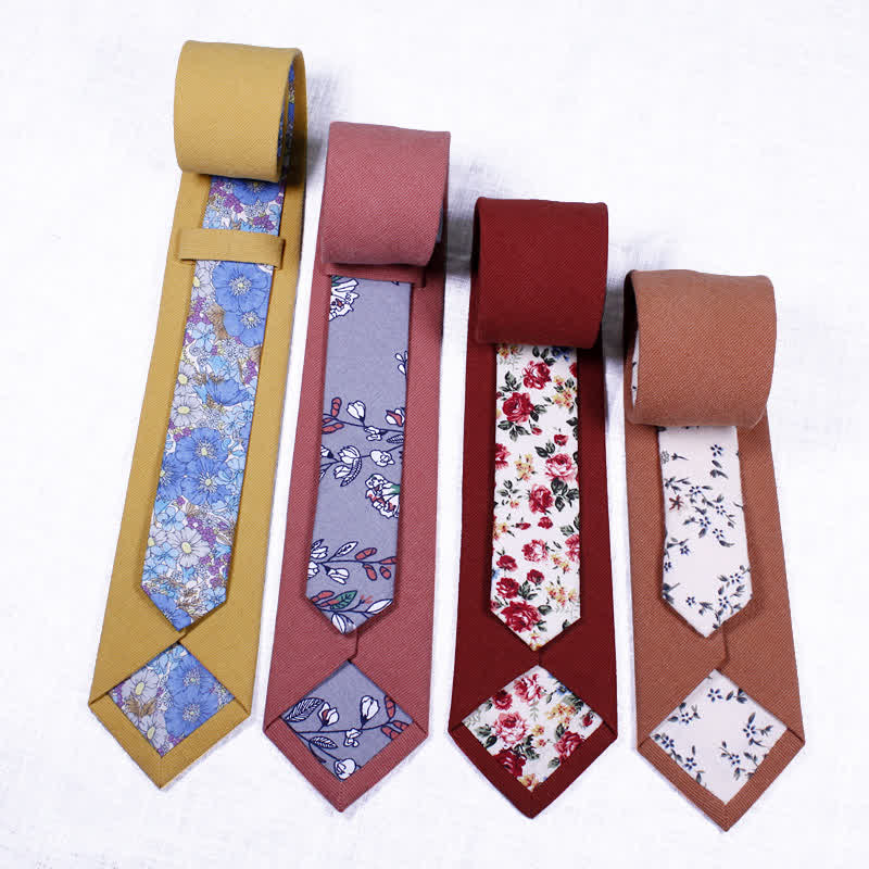 Cravate patchwork florale à carreaux pour homme - image 0