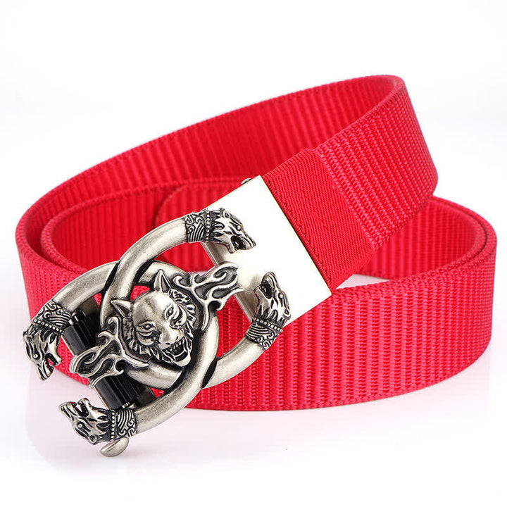 Ceinture en nylon pour homme avec loups féroces en flammes