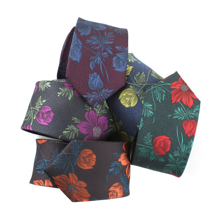 Cravate fantaisie pour homme avec fleur et tige
