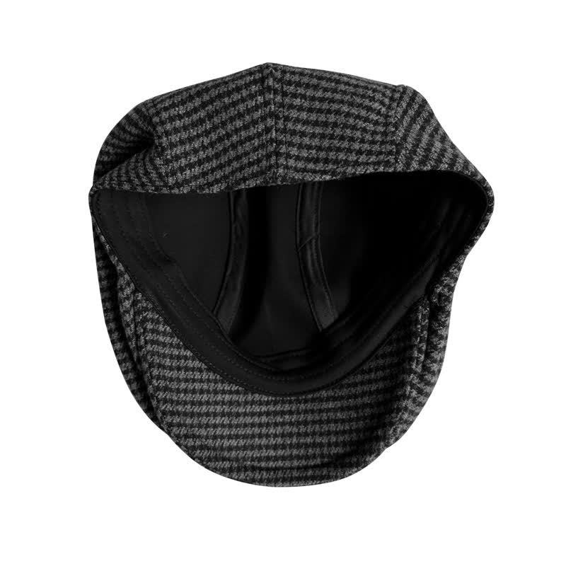 Casquette béret Ivy à carreaux pied-de-poule noir et gris