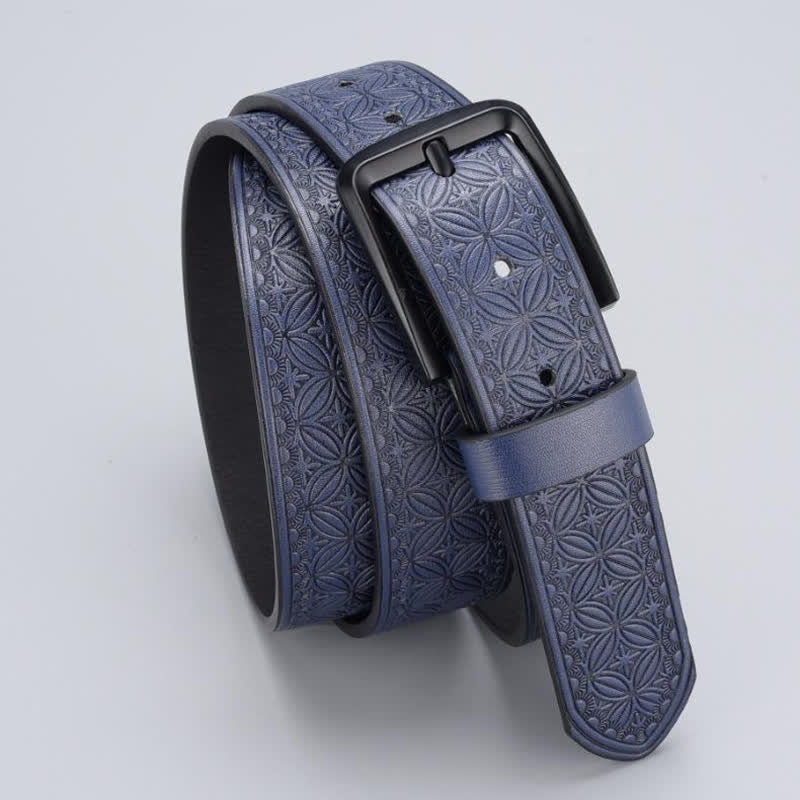 Ceinture en cuir à motif géométrique pour homme