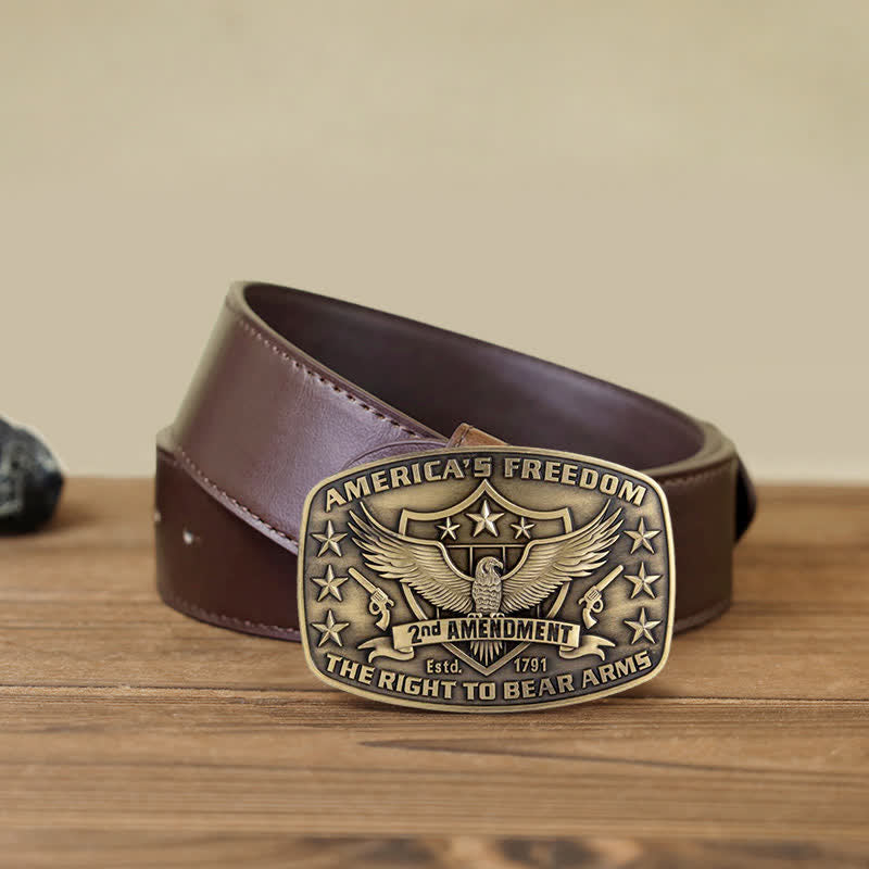 Ceinture en cuir à boucle pour homme avec motif Eagle America's Freedom