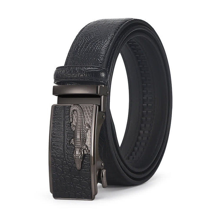 Ceinture en cuir à boucle automatique pour homme, motif crocodile
