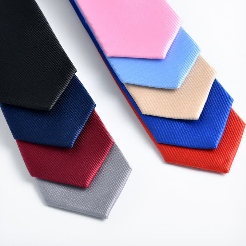 Cravate ajustable à fermeture éclair de couleur unie pour homme