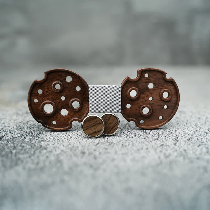 Lot de 3 nœuds papillon en bois pour homme avec cercle creux