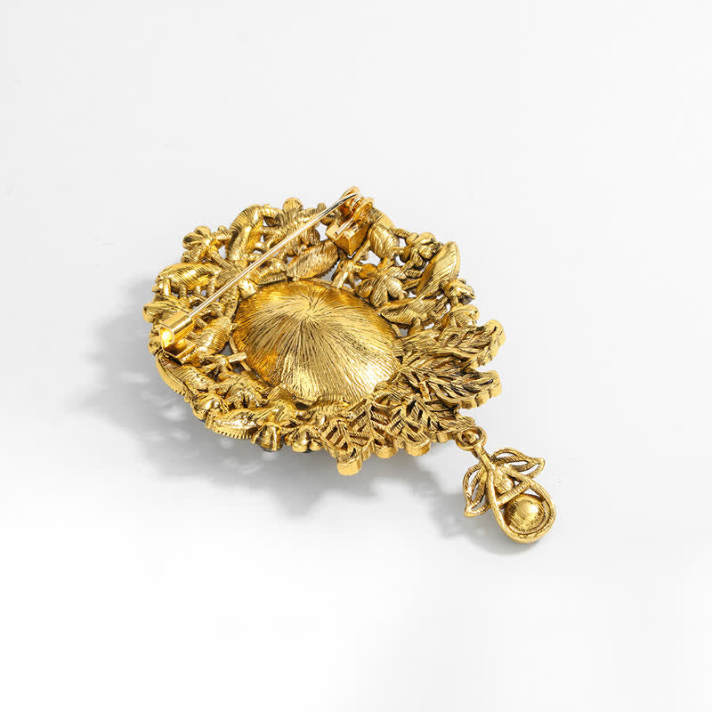 Broche ronde en cristal Boheimia pour femme avec goutte d'eau
