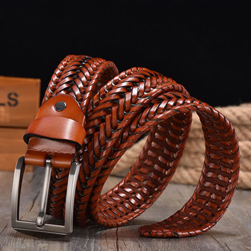 Ceinture en cuir tressée décontractée pour homme