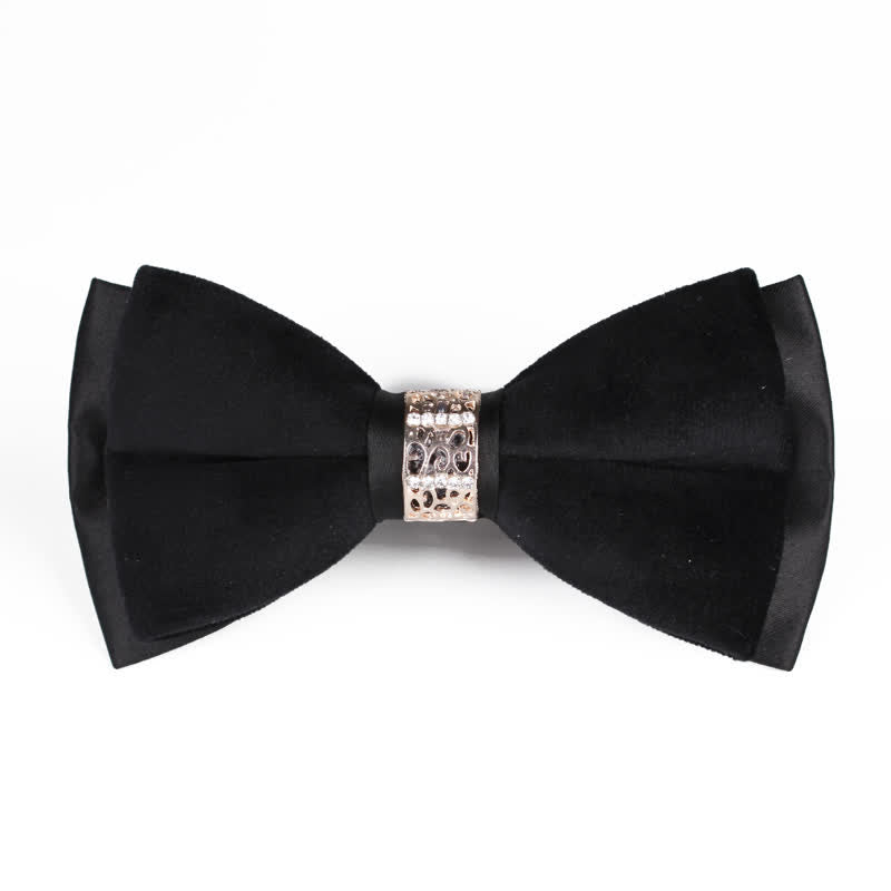 Nœud papillon en velours patchwork strass pour homme - Noir - image 8