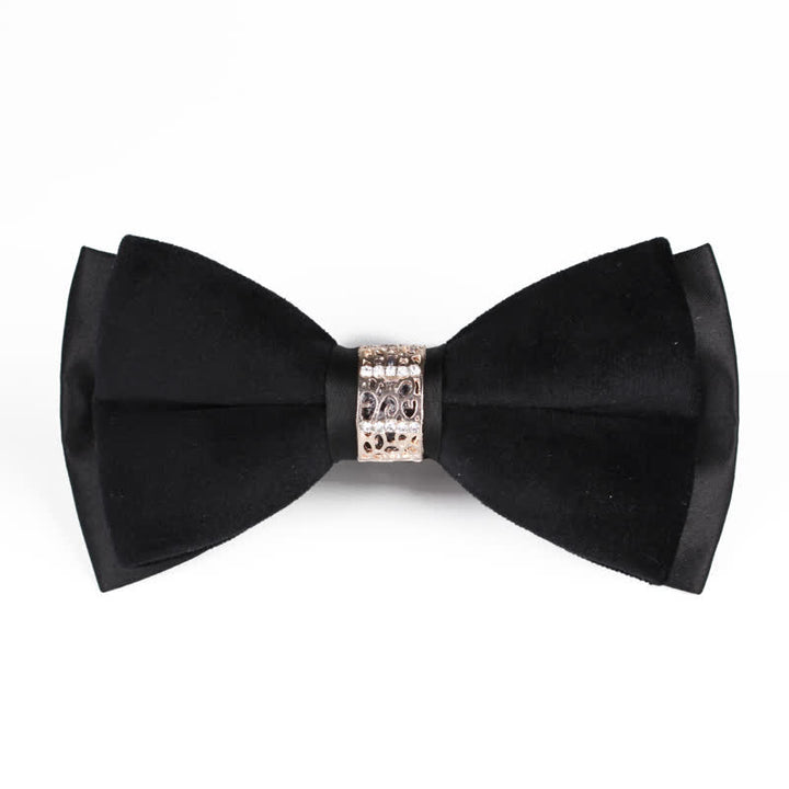 Nœud papillon en velours patchwork strass pour homme - Noir - image 8