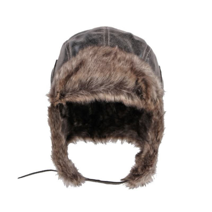 Chapeau de trappeur en similicuir doux et moelleux avec protection des oreilles