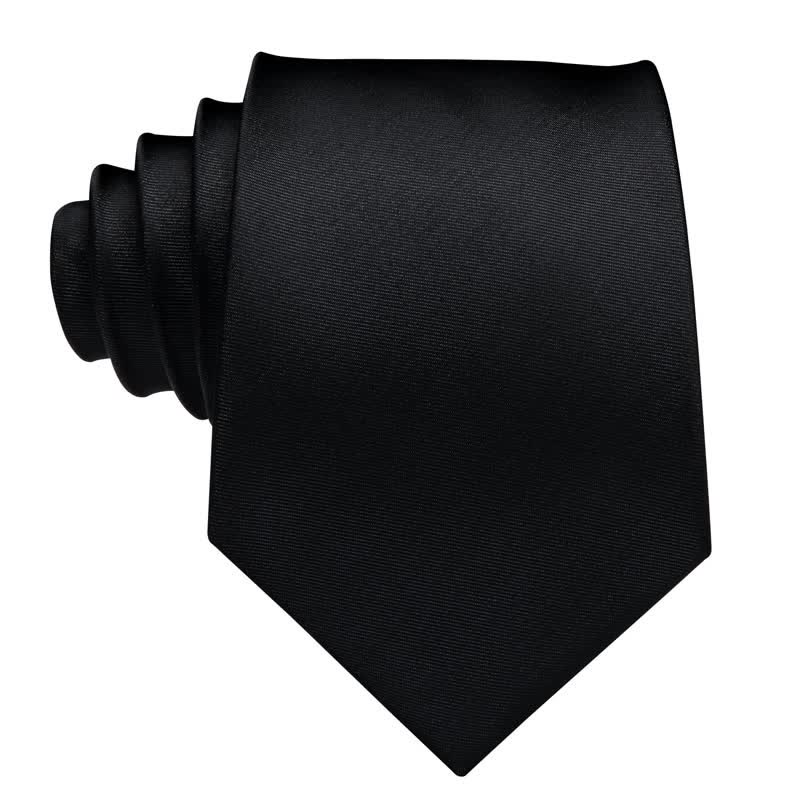 Ensemble de 3 cravates noires de couleur unie pour hommes