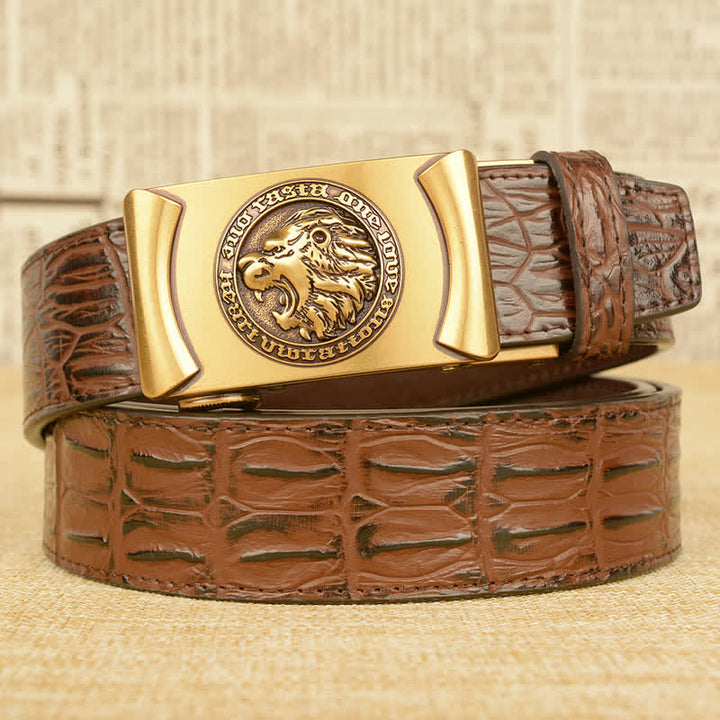 Ceinture en cuir à motif alligator tête de lion pour homme