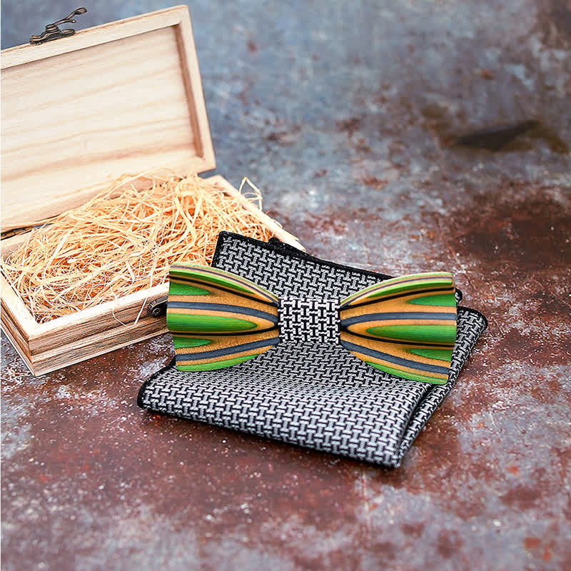 Lot de 2 nœuds papillon en bois éblouissants gravés au laser pour hommes