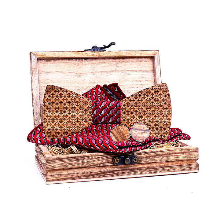 Lot de 3 nœuds papillon en bois pour homme avec flocons de neige de Noël