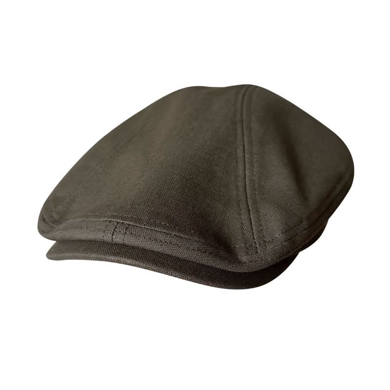 Casquette plate béret respirante en lin vert armée