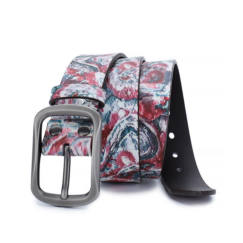 Ceinture en cuir véritable avec motif graffiti rouge et vert