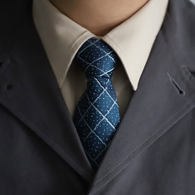 Cravate élégante à fermeture éclair pour homme, motif cachemire rayé - Plaid bleu sarcelle - image 1
