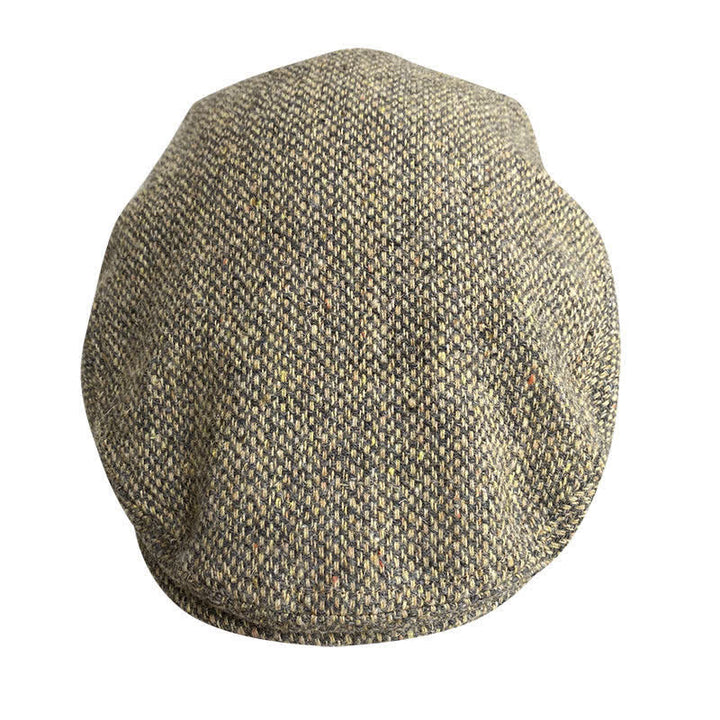 Casquette plaque en tweed à chevrons et à carreaux