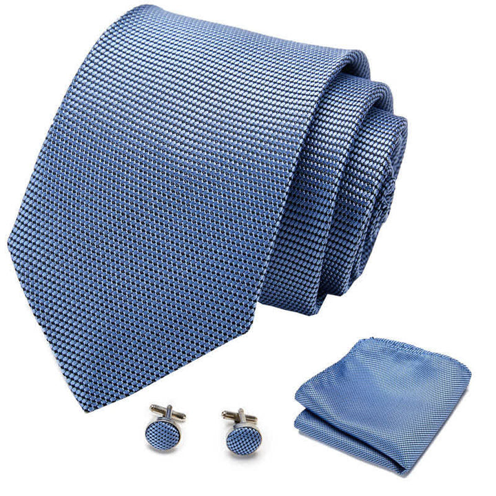 Lot de 3 cravates de couleur unie bleu ciel clair pour homme