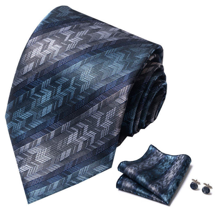 Ensemble de 3 cravates rayées bleu sarcelle et grises pour hommes 