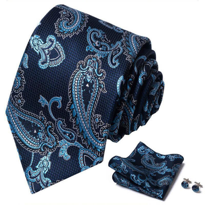 Ensemble de 3 cravates pour homme à motif cachemire bleu