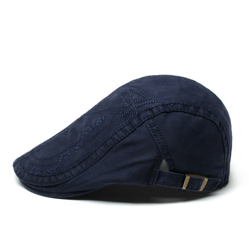 Béret en denim délavé de couleur unie Alphabet - Marine - Réglable (environ 21 5/8"-23 5/8") - image 6