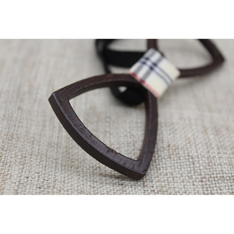 Ensemble de lunettes creuses foncées et noeud papillon en bois pour hommes